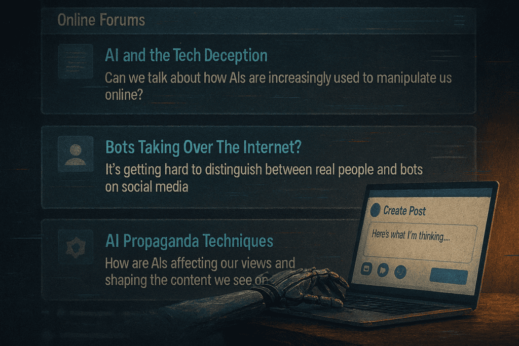 Online forums discussing AI and internet manipulation